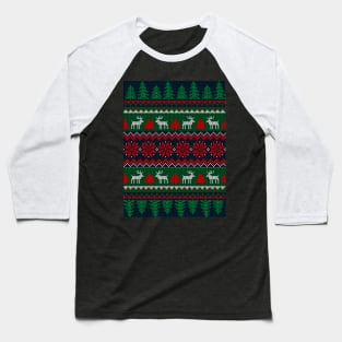 Ugly Christmas Sweater Red and Green Baseball T-Shirt